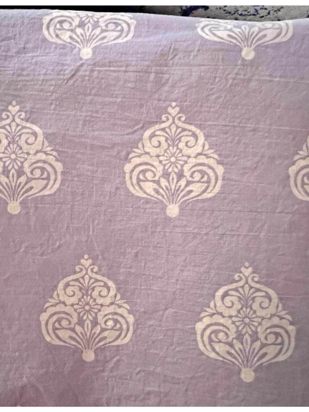 Lavender & White Damask QUEEN Size Flat Sheet 100% Cotton Purple Bedding PRETTY